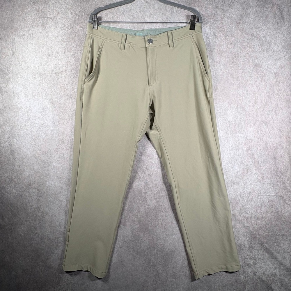 Free Fly Pants Men Size 34X30 Beige Performance Chino Golf Outdoor Casual Preppy